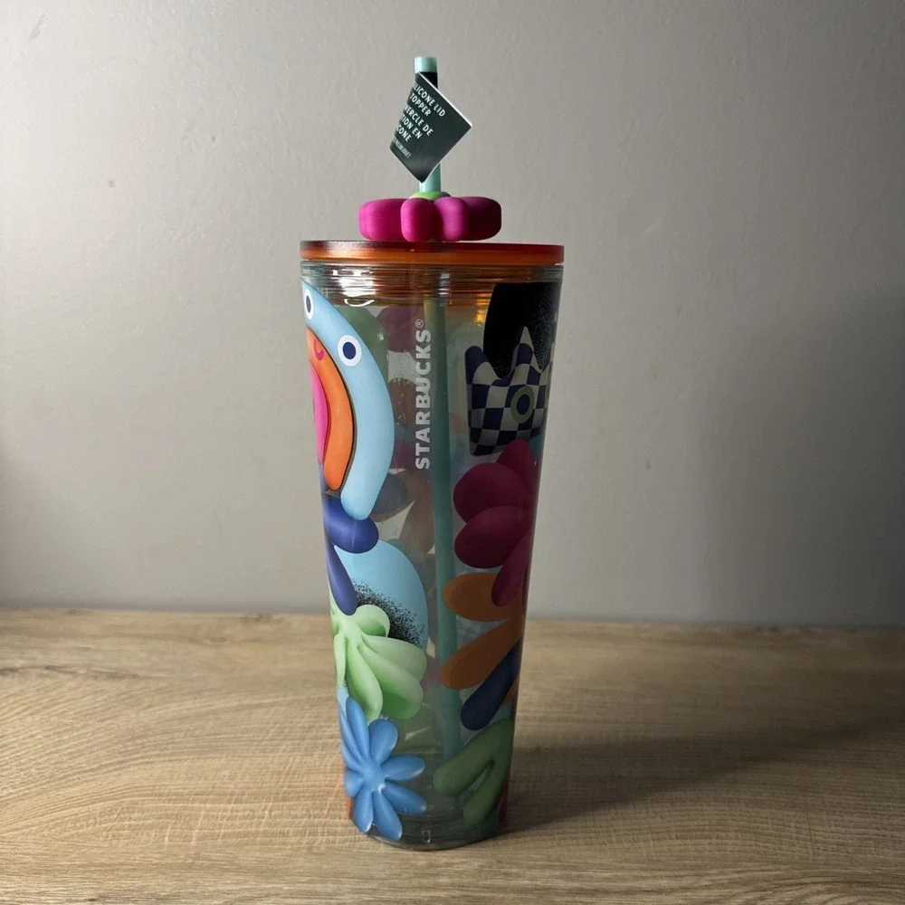 Starbucks Tumbler‎ Summer 2025 Cold Cup Multicolor Pink Flower Limited Release
